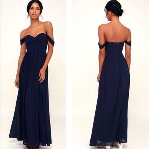 NEW Lulu's Harmonious Love Off Shoulder Maxi Dress